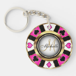Guld och Rosa Poker Chip Design - Monogram
