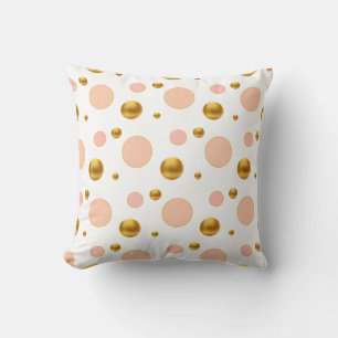 Guld- och rosa polka dots kudde
