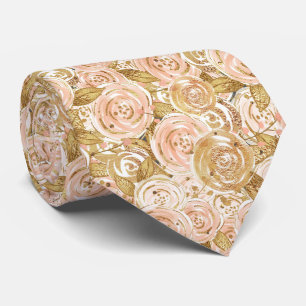 Guld- och rosa rosor bröllop slips