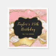 Guld och Rosa Sequins Agate Birthday