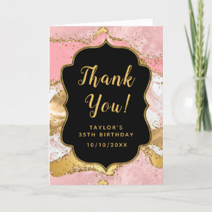 Guld och Rosa Sequins Agate Birthday Tack Kort
