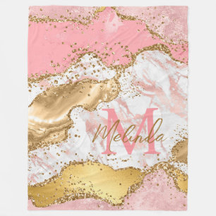 Guld och Rosa Sequins Agate Fleecefilt