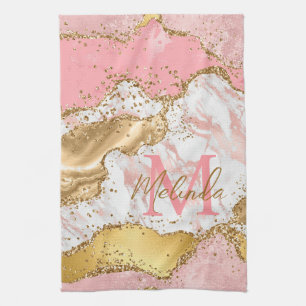 Guld och Rosa Sequins Agate Kökshandduk
