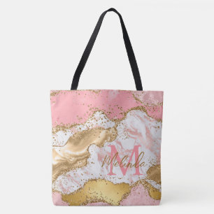 Guld och Rosa Sequins Agate Tygkasse