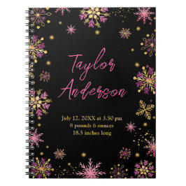 Guld och Rosa Snöflingor Anteckningsbok