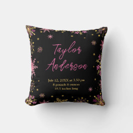 Guld och Rosa Snöflingor Kudde