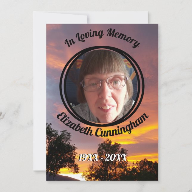 Guld och Rosa Sunset Photo Memorial Program (Framsida)