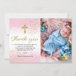 Guld och Rosa vattenfärgsbenägenhet Tack Kort