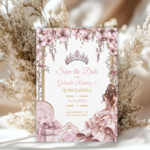 Guld och rosabruten tiara floral Quinceañera