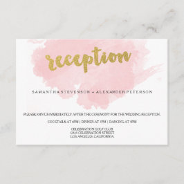Guld- och rosé vattenfärg bröllopsmottagning tilläggskort
