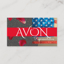 Guld och Rosor Patriotic American Flagga Avon Visitkort