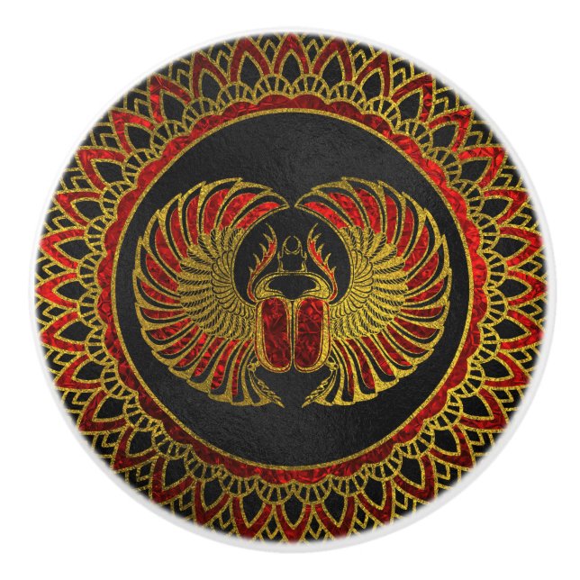 Guld- och rött metalliskt för egyptisk knopp (Framsidan)