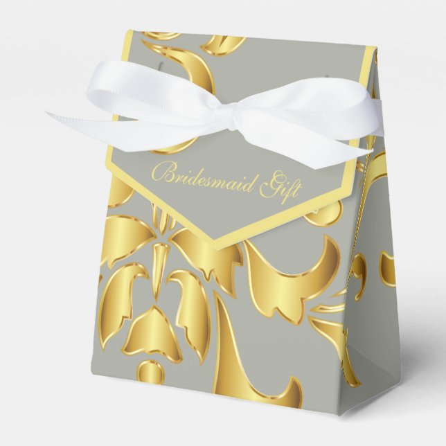 Guld och Sage Grönt Bridesmaid Gift Box Presentaskar (Framsidan Sidan)