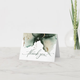 Guld och Sage Grönt Watercolor Geode Tack Kort