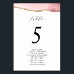 guld och  sätesdiagram för bordsnummer<br><div class="desc">elegant  färgagat och guld vattenfärgat agat. Bordsnummer-kortsdiagram med modern kalligrafi.</div>