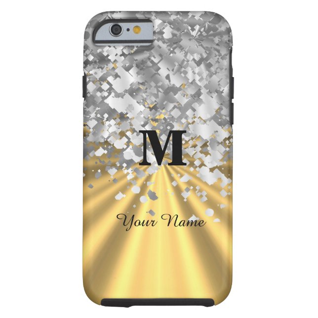 Guld och silver blänker monogrammed Case-Mate iPhone skal (Baksidan)