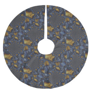 Guld och Silver Blue Molten Metall Julgransmatta Borstad Polyester