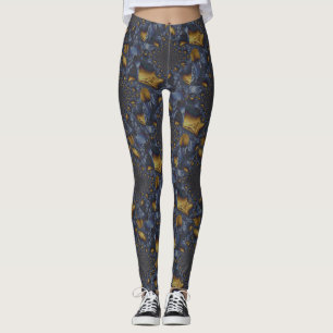 Guld och Silver Blue Molten Metall Leggings