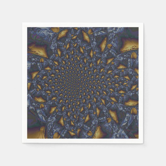 Guld och Silver Blue Molten Metall Pappersservett (Framsidan)