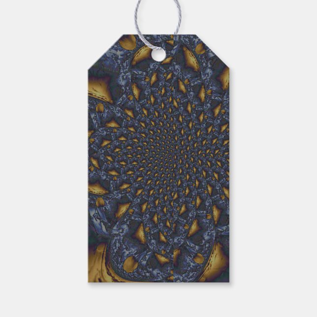 Guld och Silver Blue Molten Metall Presentetikett (Framsidan)