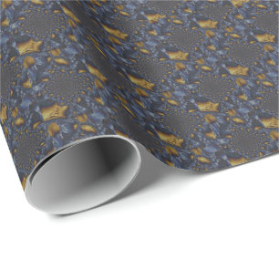 Guld och Silver Blue Molten Metall Presentpapper