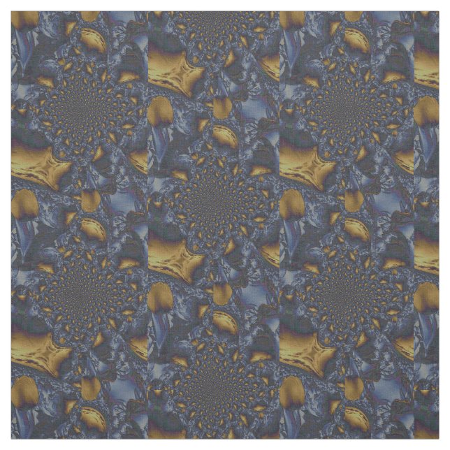 Guld och Silver Blue Molten Metall Tyg (Provkarta)