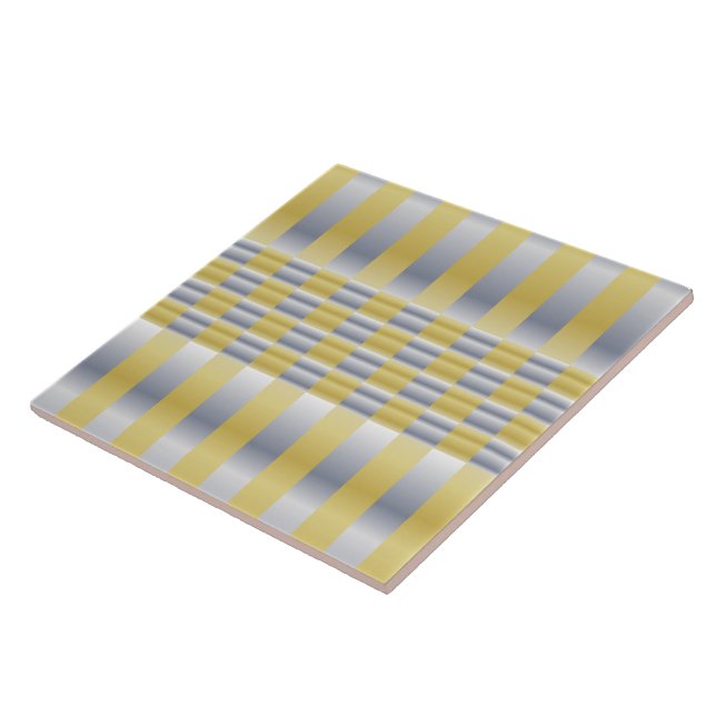 Guld och Silver (Checkers och Rand) Kakelplatta (Sidan)