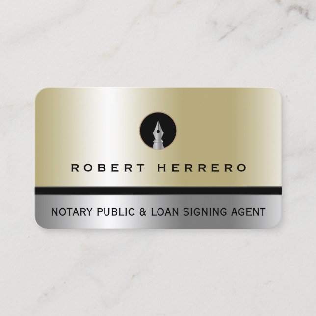 Guld och silver faux metallisk struktur visitkort (Framsida)