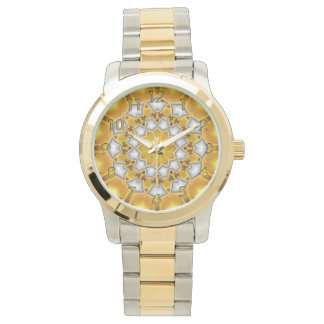 Guld och Silver Fractal Kaleidoscope Watch Armbandsur