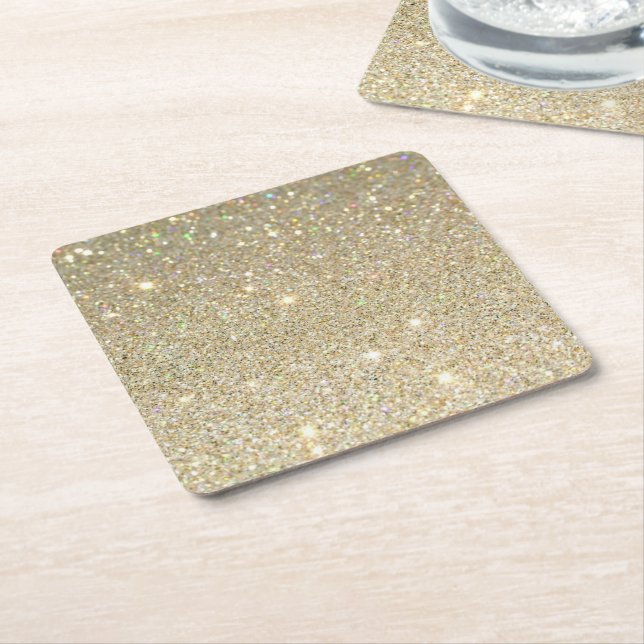 guld och silver glitter underlägg papper kvadrat (Vinklad)