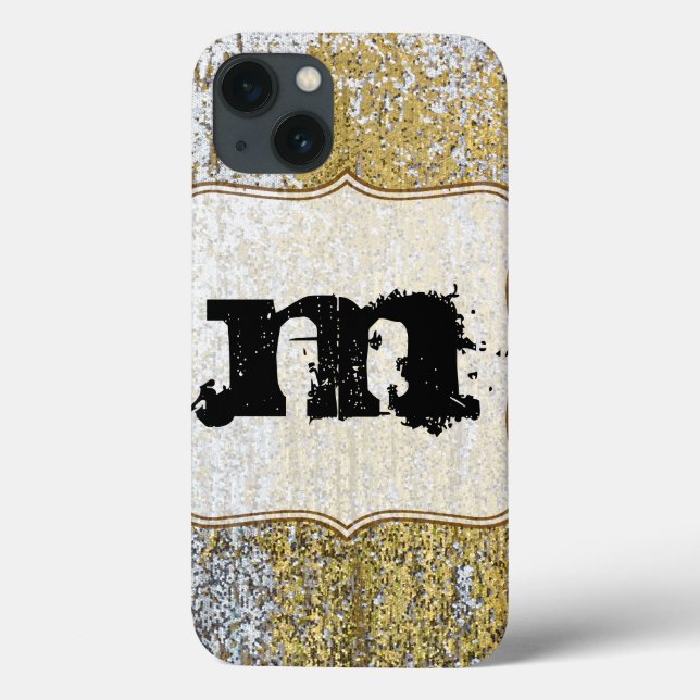 Guld och Silver Grunge Glitter Monogram IPAD-fall (Baksida)