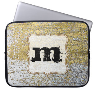 Guld och Silver Grunge Monogram 15-tums bärbar dat Laptop Fodral