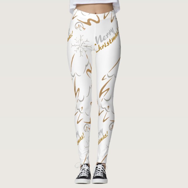 Guld och Silver Julgran Leggings (Framsida)