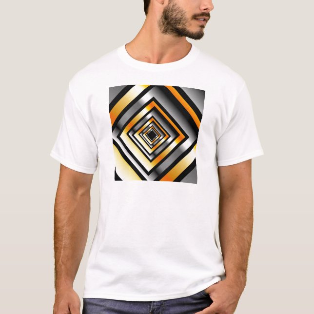 Guld och silver kvadrerar att bilda perspektiv tee shirt (Framsida)
