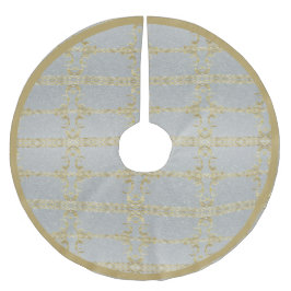 Guld och Silver Polyester Träd Skirt Julgransmatta Borstad Polyester