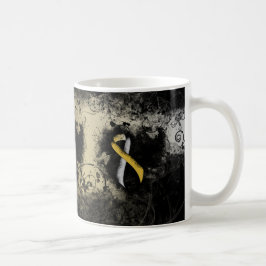 Guld och Silver Ribbon Grunge Heart Kaffemugg
