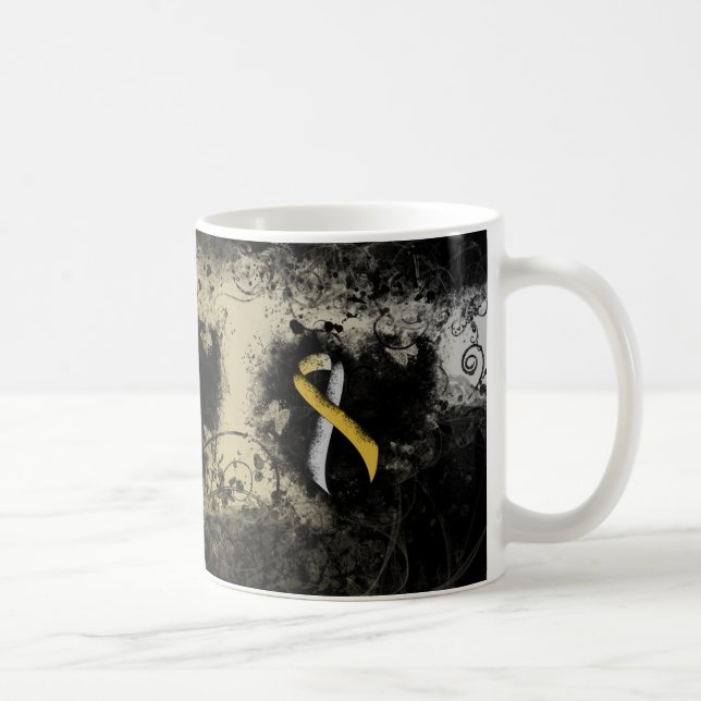 Guld och Silver Ribbon Grunge Heart Kaffemugg (Höger)