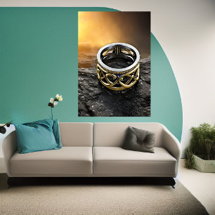 Guld och silver ring AI Art Poster