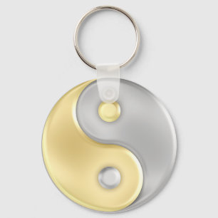 Guld och silver Yin och Yang Nyckelring