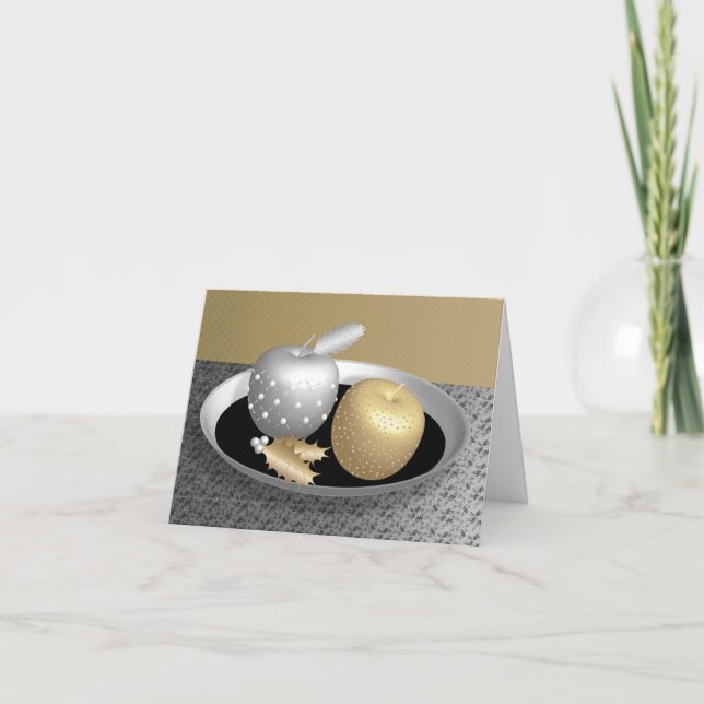 Guld- och silveräpplen på ett helgkort (Framsida)