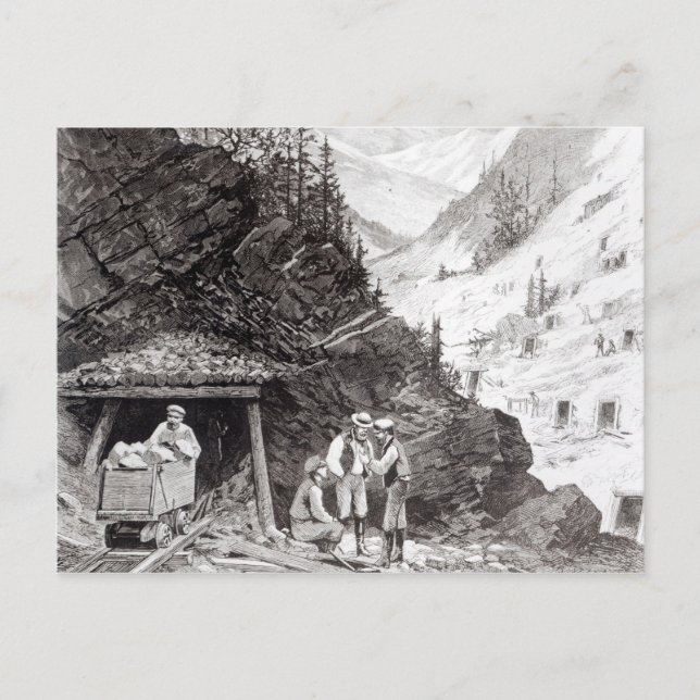 Guld- och silverbrytning vykort (Framsida)