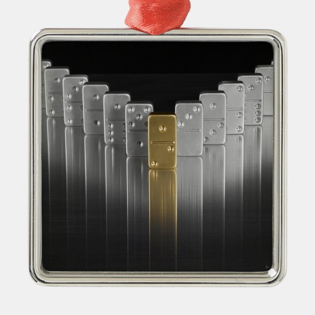 Guld- och silverdomino julgransprydnad metall (Framsidan)