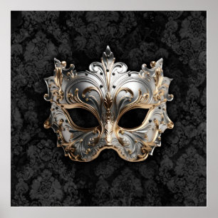 Guld- och silverfiligran venetiansk mask poster
