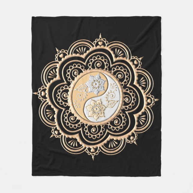 Guld- och silvermandala fleecefilt (Framsidan)