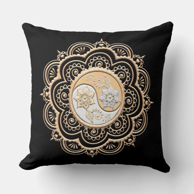 Guld- och silvermandala kudde (Framsida)