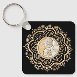 Guld- och silvermandala nyckelring