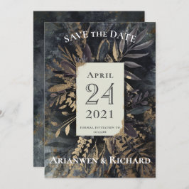 Guld och skiffer grått Spara - vårt datum Inbjudningar