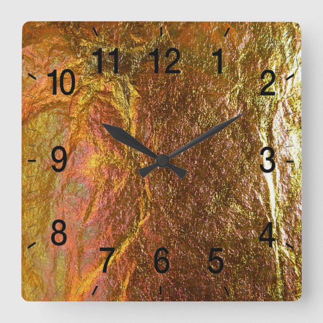 Guld och struktur med skrynklingspenna fyrkantig klocka (Framsida)