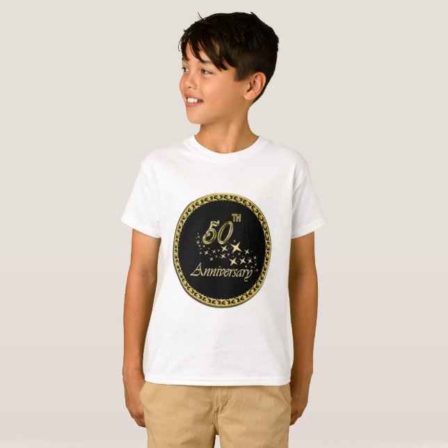 Guld och svart 50-årsdagen Firande Tee Shirt (Hel framsida)