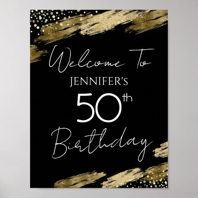 Guld och svart 50-årsfirande poster (Framsidan)